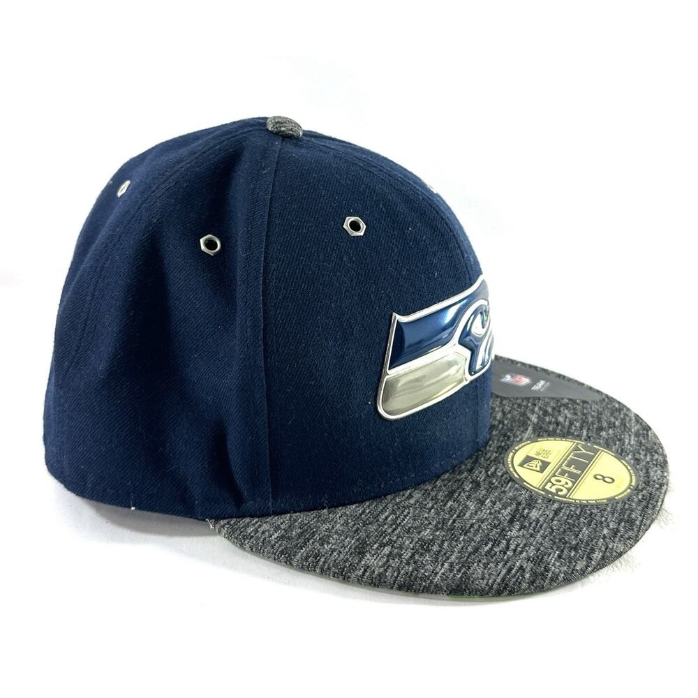 New Era 59FIFTY Seattle Seahawks Fitted Hat Size 8 NFL Cap Blue Gray Brim - Picture 7 of 9